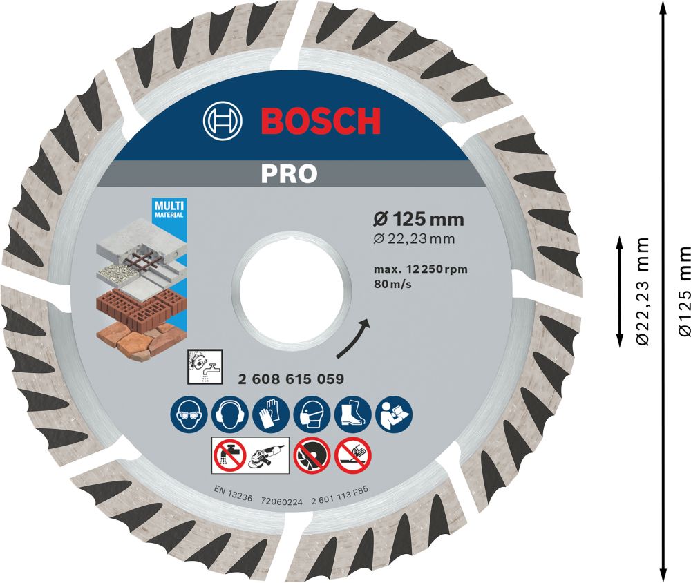 Bosch PRO Multi Material Diamanttrennscheibe, 125 x 22,23 mm Produktbild img5 L