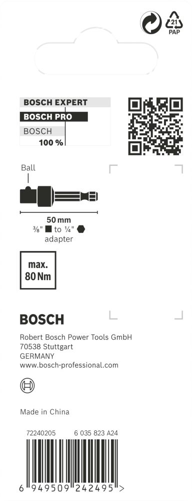 Bosch PRO Socket Adapter mit Kugelverbindung, 3/8", 50 mm Produktbild img4 L