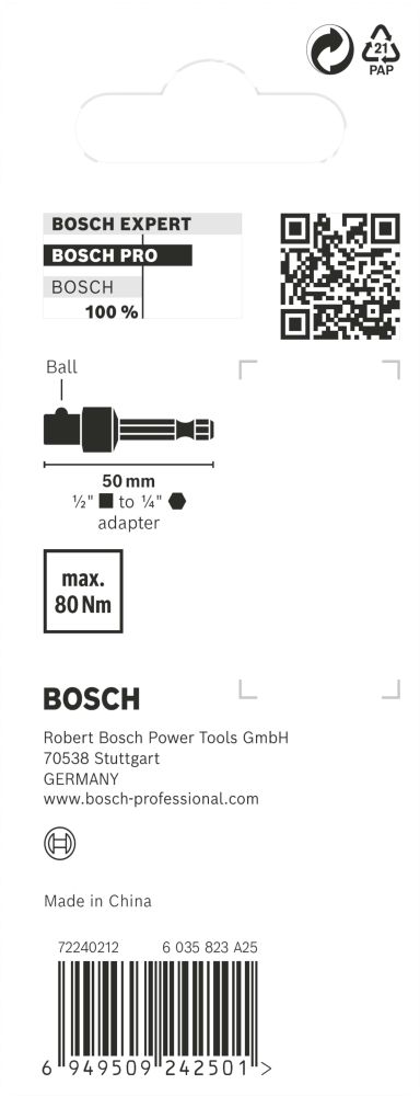 Bosch PRO Socket Adapter mit Kugelverbindung, 1/2", 50 mm Produktbild img4 L