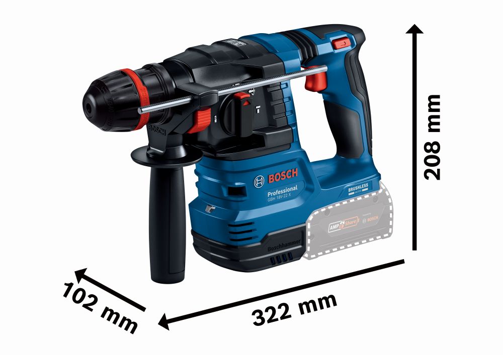Bosch PRO Akku-Bohrhammer mit ONECHUCK GBH 18V-22 X Produktbild img3 L