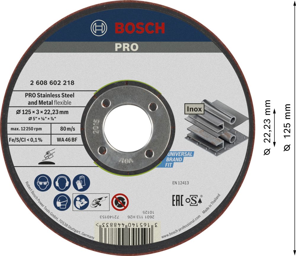 Bosch PRO Semi-Flexible Schleifscheibe, 125 x 3 x 22,23 mm Produktbild img3 L