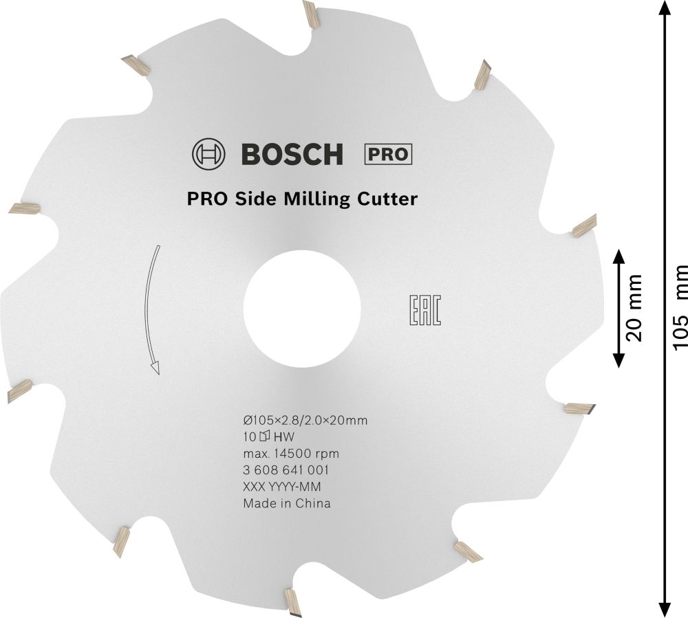 Bosch PRO Scheibenfräser, 105 x 20 x 2,8&nbsp;mm, 10 Zähne Produktbild img5 L