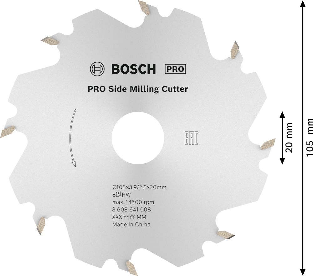 Bosch PRO Scheibenfräser, 105 x 20 x 4 mm, 8 Zähne Produktbild img5 L