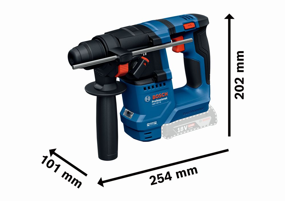 Bosch PRO Akku-Bohrhammer mit SDS plus GBH 18V-18, 2 x Akku GBA 18V 2.0Ah,Handwerkerkoffer Produktbild img3 L