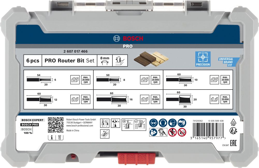 Bosch PRO Nutfräser-Set, Schaft 8 mm, 6-tlg Produktbild img4 L