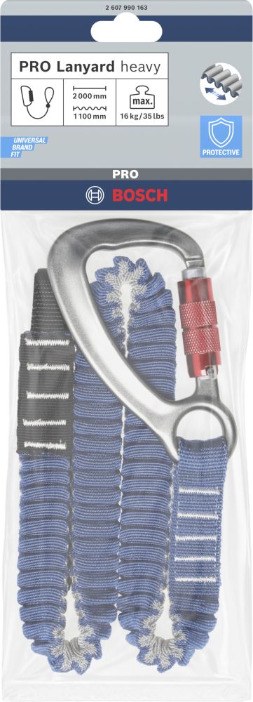 Bosch PRO Sicherungsgurt, schwer, 16 kg, 1 Karabiner und 1 flache Kordschlaufe Produktbild img2 L