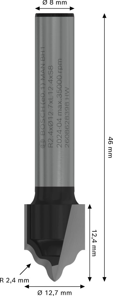 Bosch PRO Profil- Nutfräser, R 2,4 mm, S 8 mm Produktbild img5 L