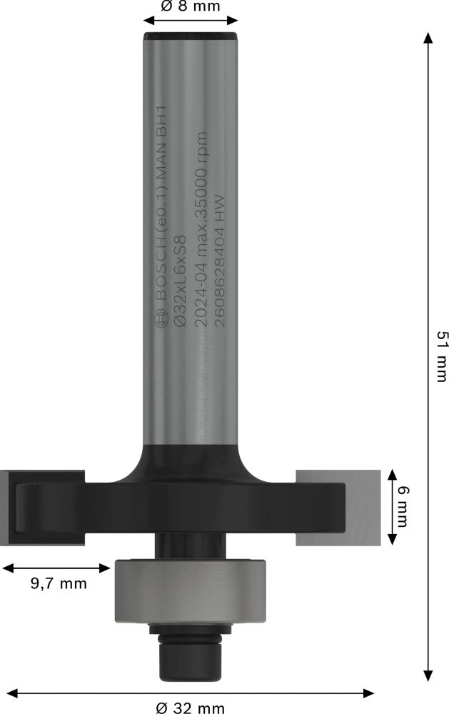 Bosch PRO Nutfräser, D 32 mm, L 6 mm, S 8 mm Produktbild img5 L
