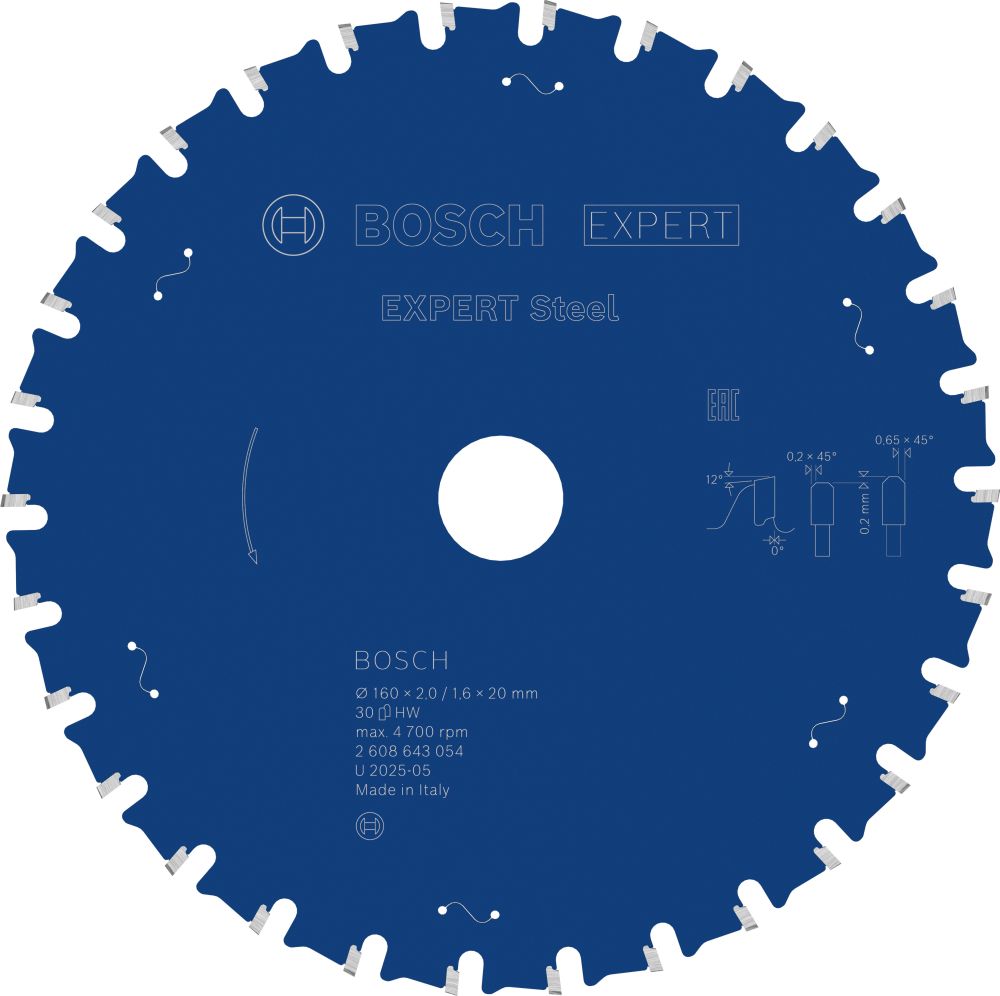 Bosch EXPERT Steel Kreissägeblatt, 160x2/1,6x20 mm, Z30 Produktbild img1 L