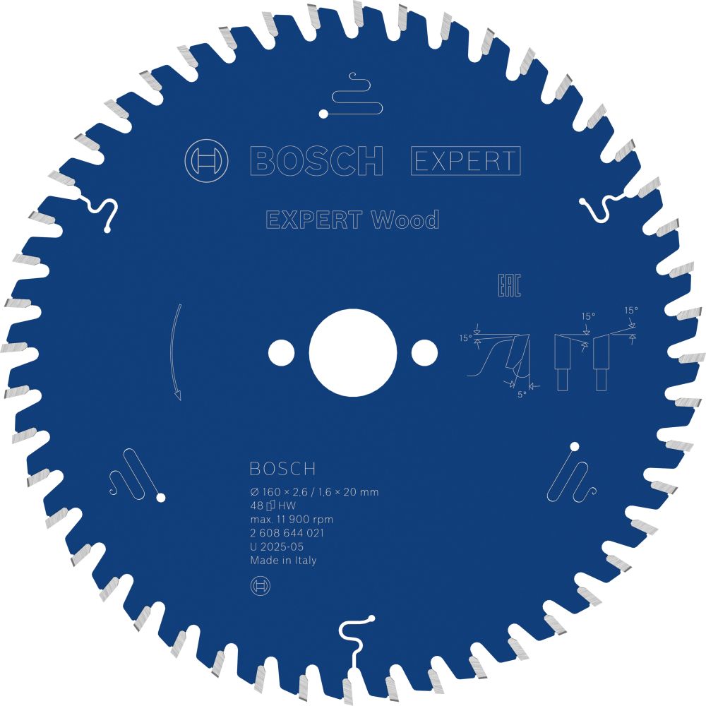Bosch EXPERT Wood Kreissägeblatt, 160x2,6/1,6x20 mm, Z48 Produktbild img1 L