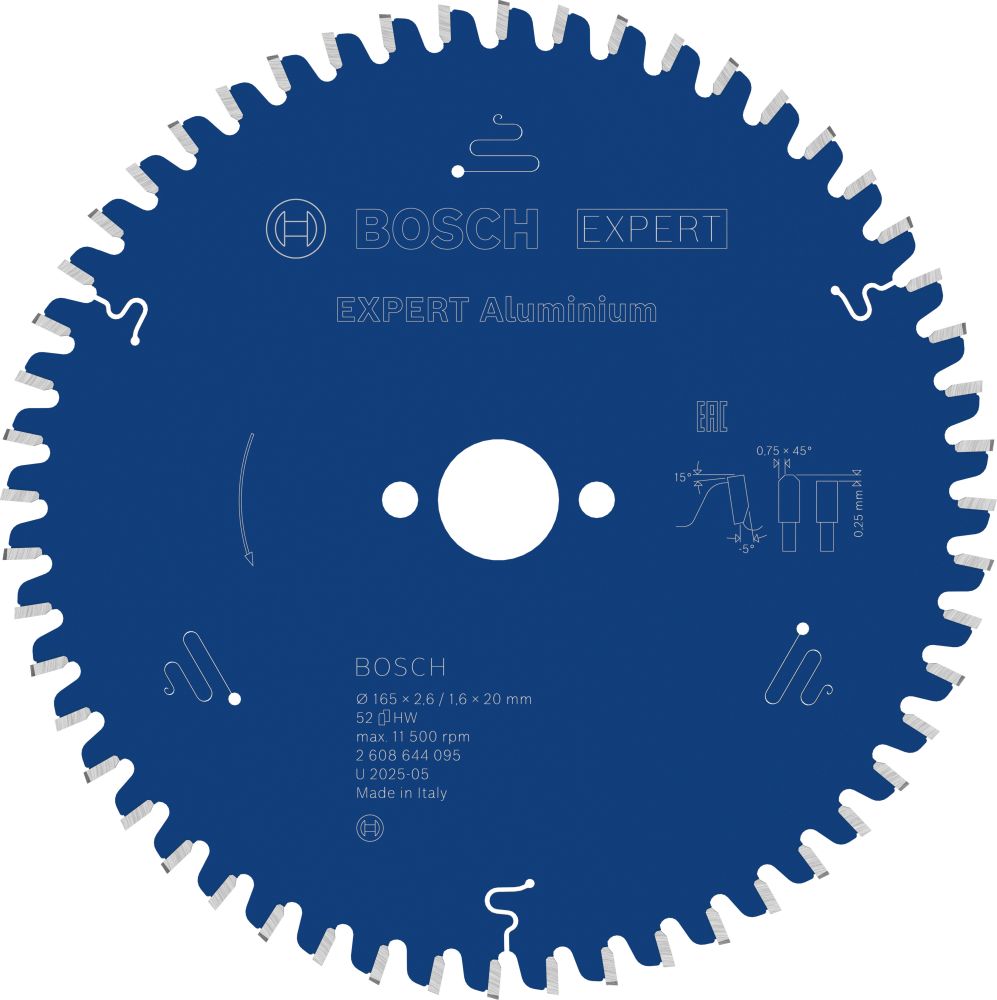 Bosch EXPERT Aluminium Kreissägeblatt, 165x2,6/1,6x20 mm, Z52 Produktbild img1 L