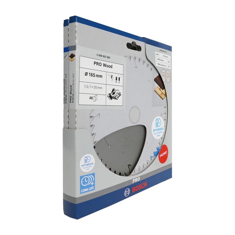 Bosch PRO Wood- und Aluminium-Kreissägeblatt 165 mm, kabellos, 2 Stk., Promo-Pack Produktbild img4 L