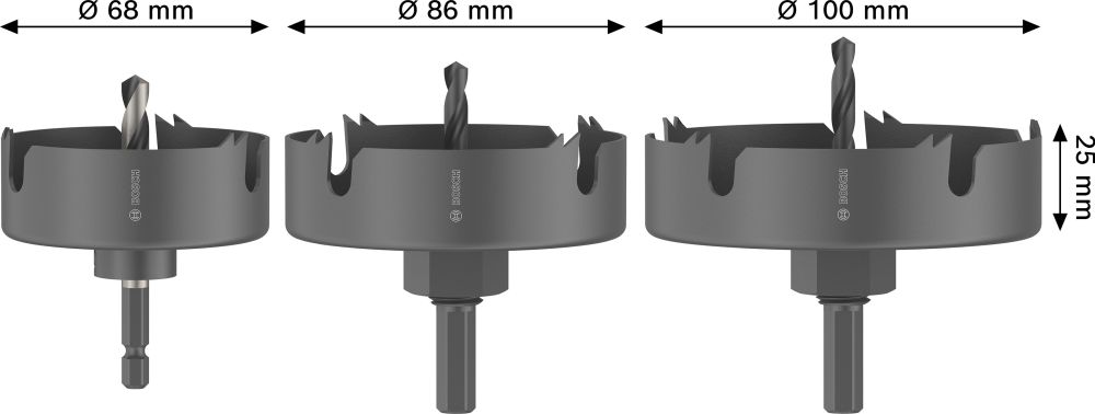 Bosch Wood and Drywall Lochsägen-Set mit Aufsteckhalter+Zentrierbohrer, 68/86/100x27mm Produktbild img3 L