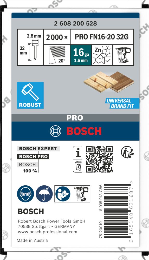 Bosch PRO FN16-20 Stiftnagel, 20° 1,6/16 g, 63G Produktbild img2 L
