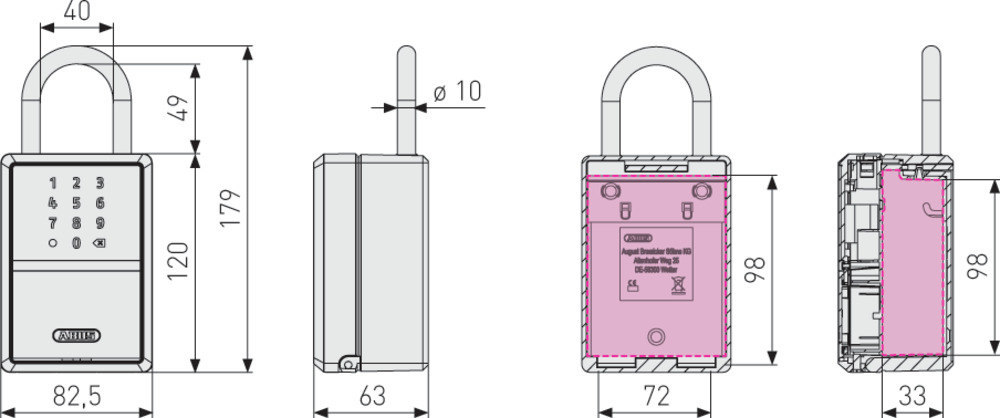 ABUS, Schlüsselbox, KeyGarage, 797, mit Bügel und Zahlenschloss, schwarz, Metall Produktbild img11 L