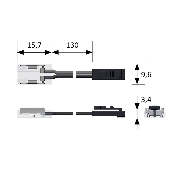 HALEMEIER Anbauleuchte-Einspeiser, Versa, für Abschnitte, L 130mm Produktbild img3 L