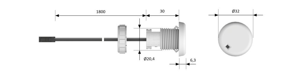 HALEMEIER Schaltsystem-Sensor, Microwave,Ø 32mm,Höhe 30mm, weiß Produktbild img6 L