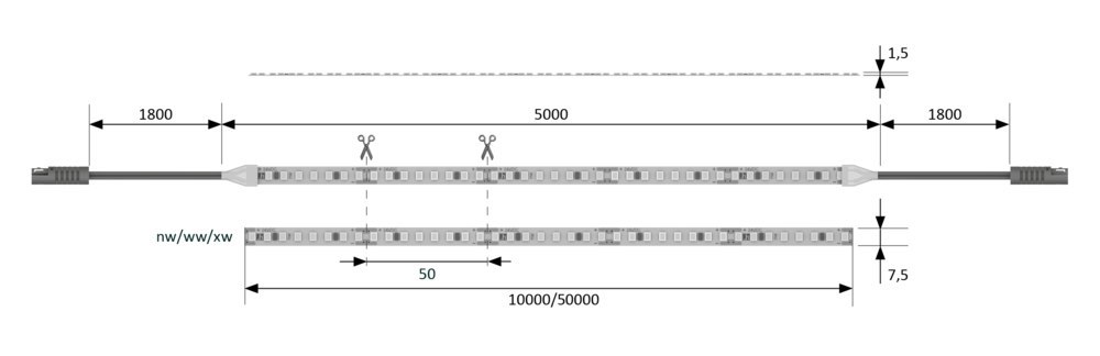 HALEMEIER MB-LED-Anbauleuchte,Versa Inside 2100,steckb.Stripe,extr.ww, 5000mm, 24 Volt DC Produktbild img8 L