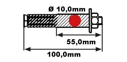 PÖSAMO Bolzenanker f. Klappfuß Stahl, verzinkt, Bohr-Ø 10mm Produktbild img2 L