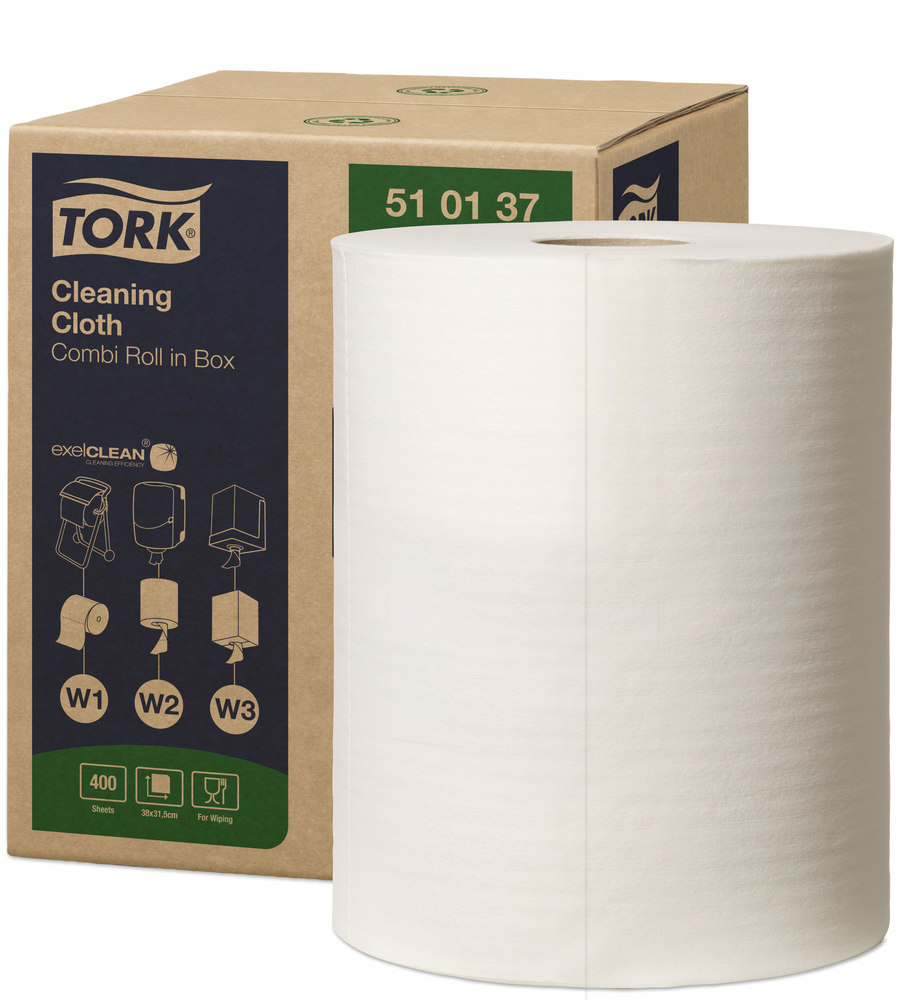 TORK 510137 Reinigungstücher 1-lagig, weiß 400 Blatt Produktbild img1 L