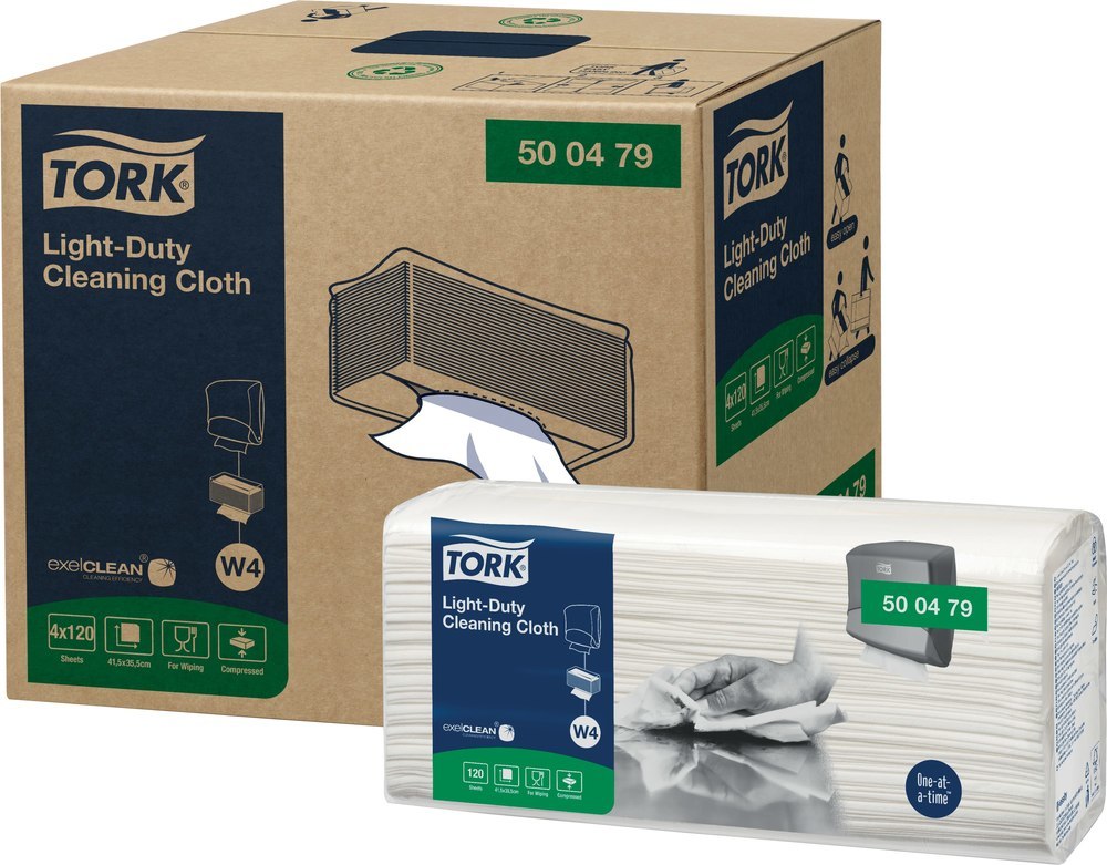 TORK Reinigungstücher Einzeltücher W4 System 4x 120 Tücher weiß, Vliesstoff Produktbild img1 L