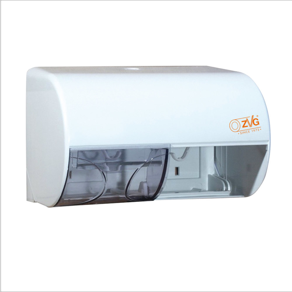 ZVG Toilettenpapierspender für 2 Kleinrollen Kunststoff, weiß-transpa. Produktbild img1 L