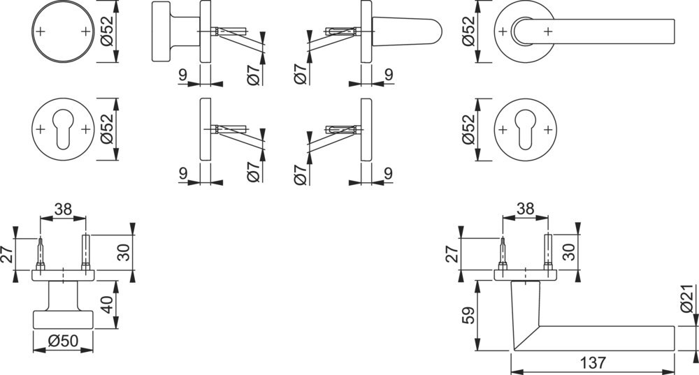 HOPPE® Wechselgarnitur 58/42KB/42KBS/1400,Ros.,PZ,8,F1,TS37-47 Produktbild img2 L