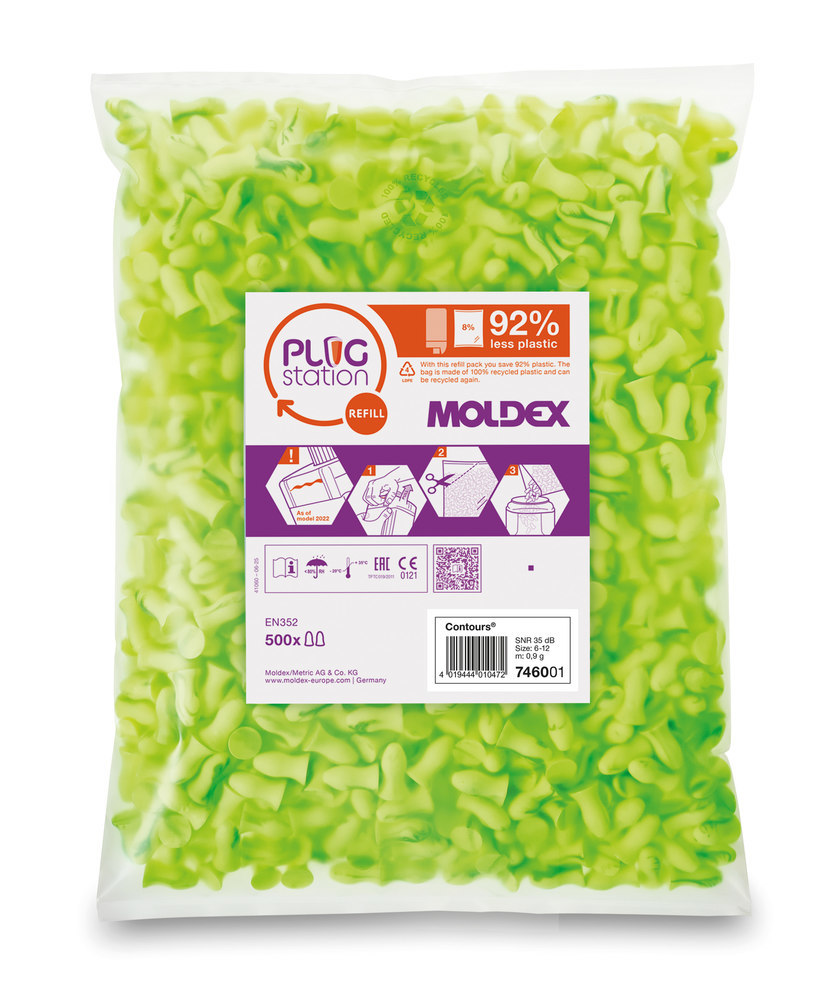 MOLDEX Gehörschutzstöpsel CONTOURS® 7460 leuchtgrün, 35 dB, Nachfüllpack Produktbild img1 L