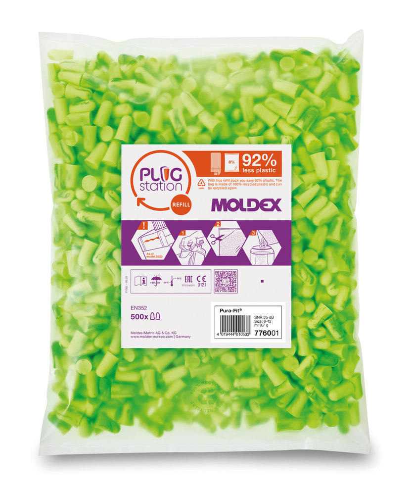 MOLDEX Einwegstöpsel PURA-FIT® 7760 grün/gelb, 36 dB, Nachfüllpack, 500 Paar Produktbild img1 L