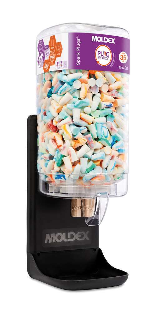 MOLDEX Ohrstöpsel SPARKPLUGS® ANTIMICROB. 7850 bunt, 35 dB, Wandspender, 500 Paar Produktbild img1 L