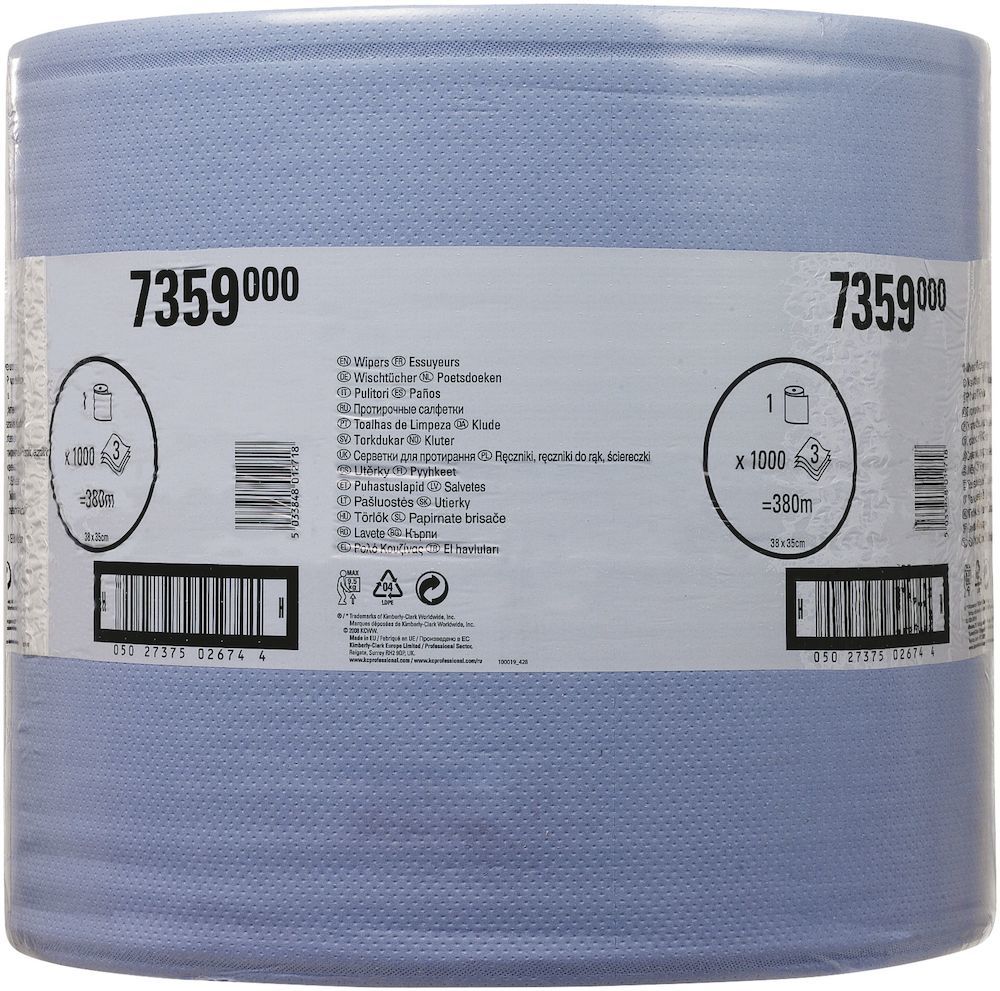 KIMBERLY-CLARK PROFESSIONAL WYPALLL30 7359 L380xB350mm blau 3-lagig 1000 Tü./Rl. Produktbild img1 L