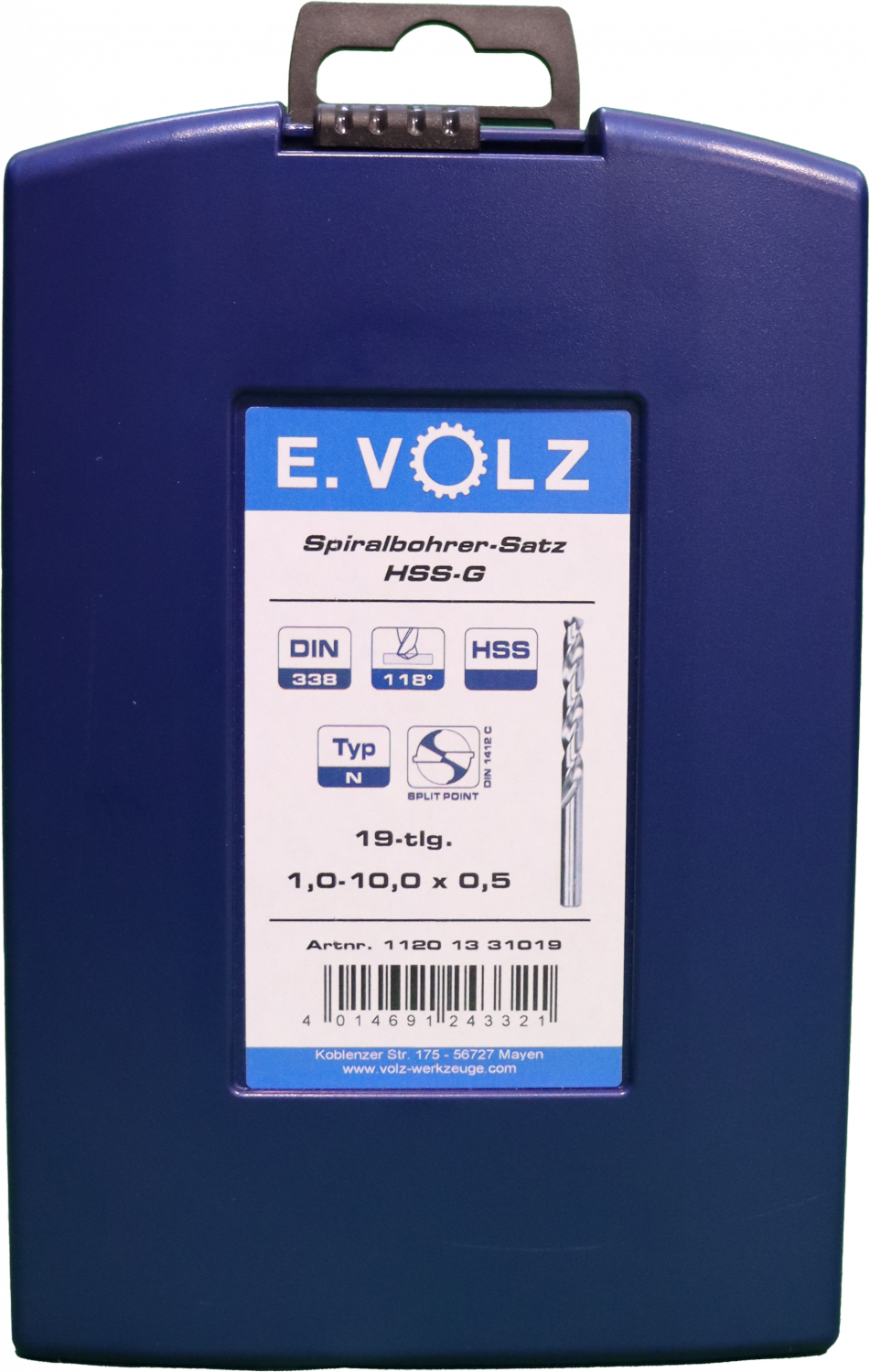 Volz Spiralbohrer-Satz HSS-E Co 5% 1,0 mm - 10,0 mm 19-tlg. Produktbild img1 L