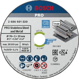 Bosch PRO &nbsp;Stainless Steel and Metal Gebundene Trennscheibe, 76 x 1 x 10&nbsp;mm Produktbild