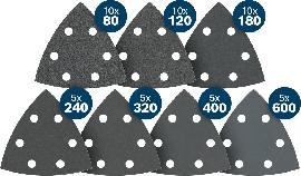 Bosch PRO F355 Schleifblatt Set, K80/120/180/240/320/400/600, 93mm, 50tlg.Starter Pack Produktbild
