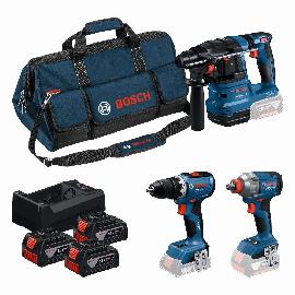 Bosch PRO Combo Kit 18V-Set mit 3 Werkzeugen: GSR + GDX + GBH + 3x5.0Ah + GAL 12V/18V-80 Produktbild