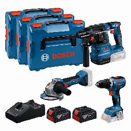 Bosch PRO Combo Kit 18V-Set mit 3 Werkzeugen: GSR + GBH + GWS + 2x GBA 5.0 Ah + GAL 18V-40 Produktbild