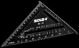 SOLA Sparrenwinkel RS aus Aluminium-Legierung. Der Sparrenwinkel hat eine schwarz beschichtete Oberfläche und eine Anreißhilfe mit 0.5 cm Teilung. Produktbild