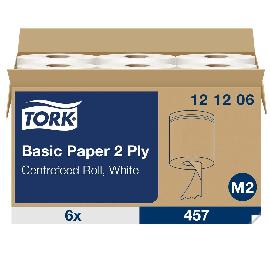 TORK Standard-Papierwischtücher 2-lagig Innenabrollung Weiß M2, 6×160m Produktbild
