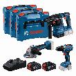 Bosch PRO Combo Kit 18V-Set mit 3 Werkzeugen: GSR + GBH + GWS + 2x GBA 5.0 Ah + GAL 18V-40 Produktbild