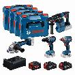 Bosch PRO Combo Kit 18V Werkzeug-Set: GSR 18V-65 + GDX 18V-285 + GBH 18V-26 + GWS 18V-11 Produktbild