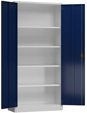 Flügeltürenschrank ClassiX RAL 7035/5010 mit 4 Einlegeböden Produktbild img3 L