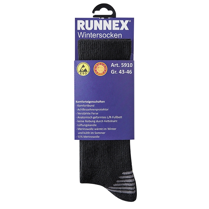Wintersocken Gr. 39-42 ESD schwarz/grau Produktbild img2 L