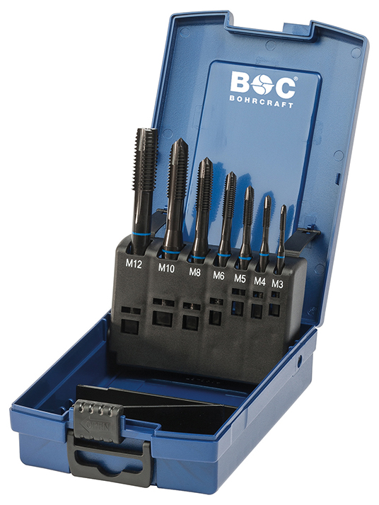 Maschinengewindebohrersatz HSS-E 7-tlg. M3-M12 Durchgangslöcher Blauring Produktbild img1 L