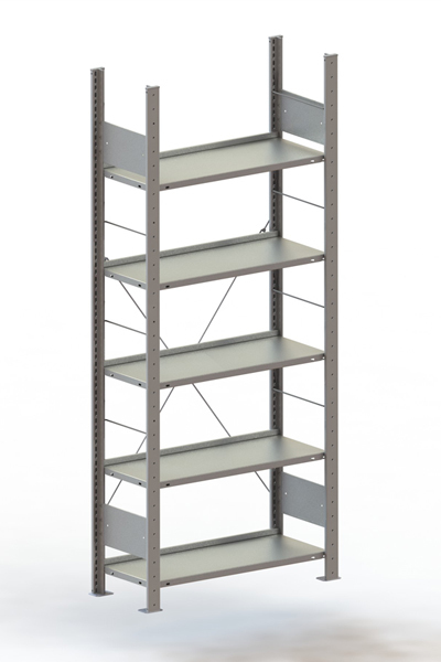 META COMPACT Büro-Steckregal, RAL 7035 lichtgrau, einseitig nutzbar Produktbild img1 L