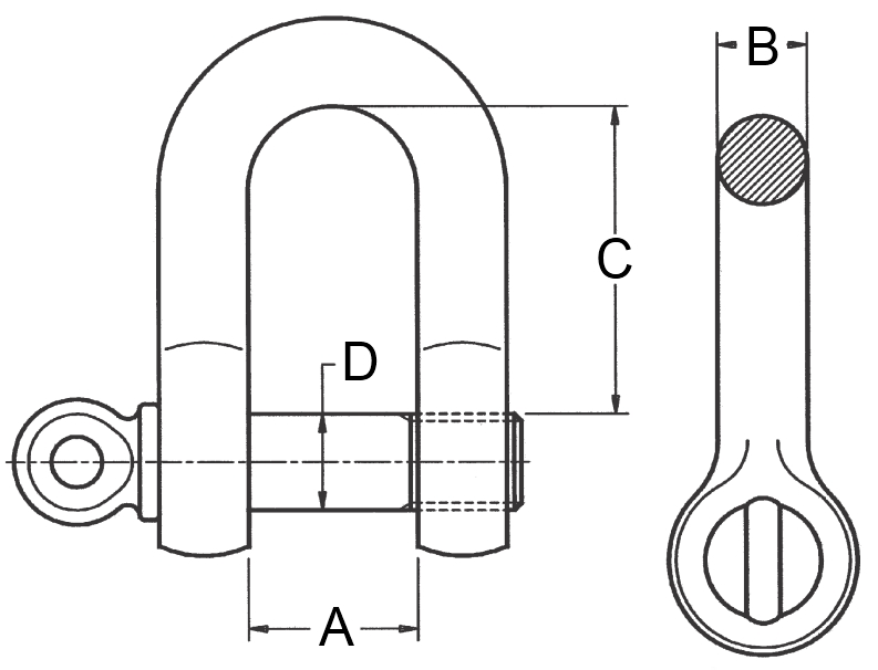 Hochfeste Schäkel, gerade Form, mit Augbolzen Produktbild img2 L