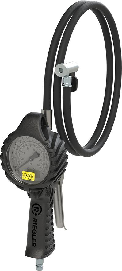 Hand-Reifenfüllmesser mitHebelstecker, drehbar, geeicht, Manom. Ø80mm, 0-12bar/170psi RIEGLER Produktbild img1 L