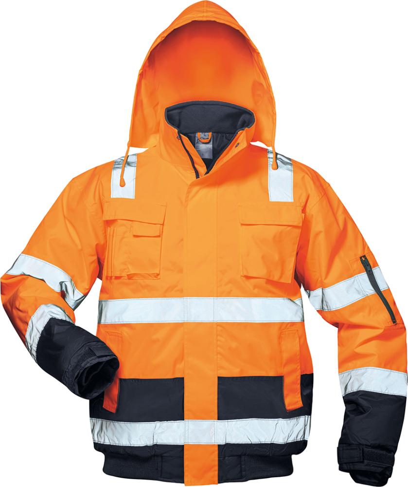PU-Warnschutz-Pilotjacke leuchtorange/marine Produktbild img1 L