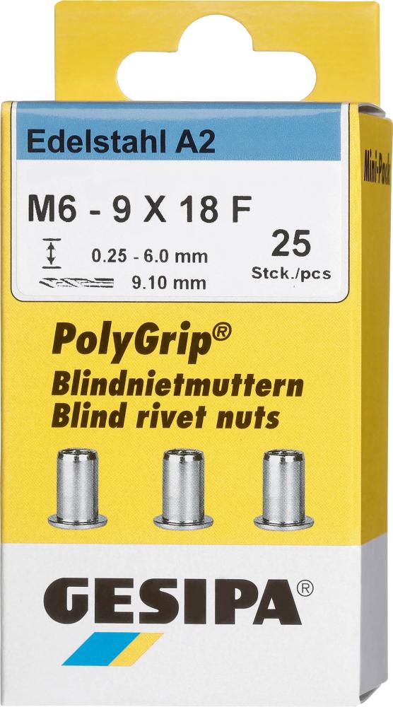 PolyGrip® Mehrbereichs-Blindnietmutter Mini Pack Edelstahl, Standard, Flachrundkopf Produktbild img2 L