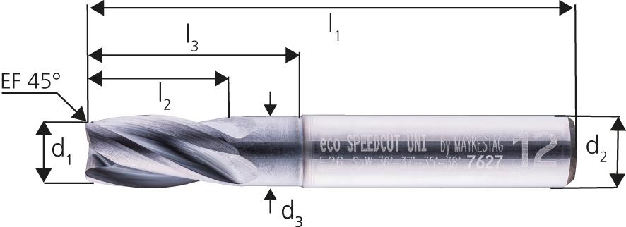 VHM-Schaftfräser ecoSpeedcut-Universal, kurz, ALUNIT-S® Produktbild img2 L