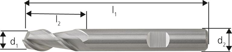 Vollhartmetall-Schaftfräser für Aluminium – lang, 2 Schneiden Produktbild img2 L